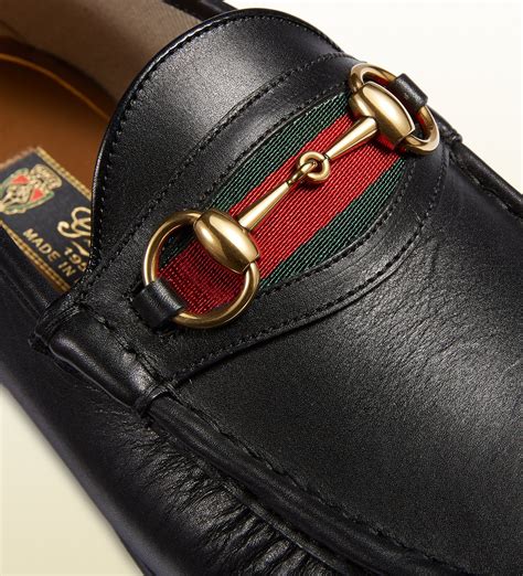 gucci loafers black leather|Gucci leather loafers men.